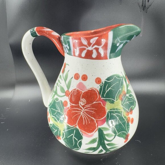 2003 Julie Ueland Pottery Stoneware Pitcher Jug Carafe Floral Pattern Enesco VTG - Picture 11 of 12